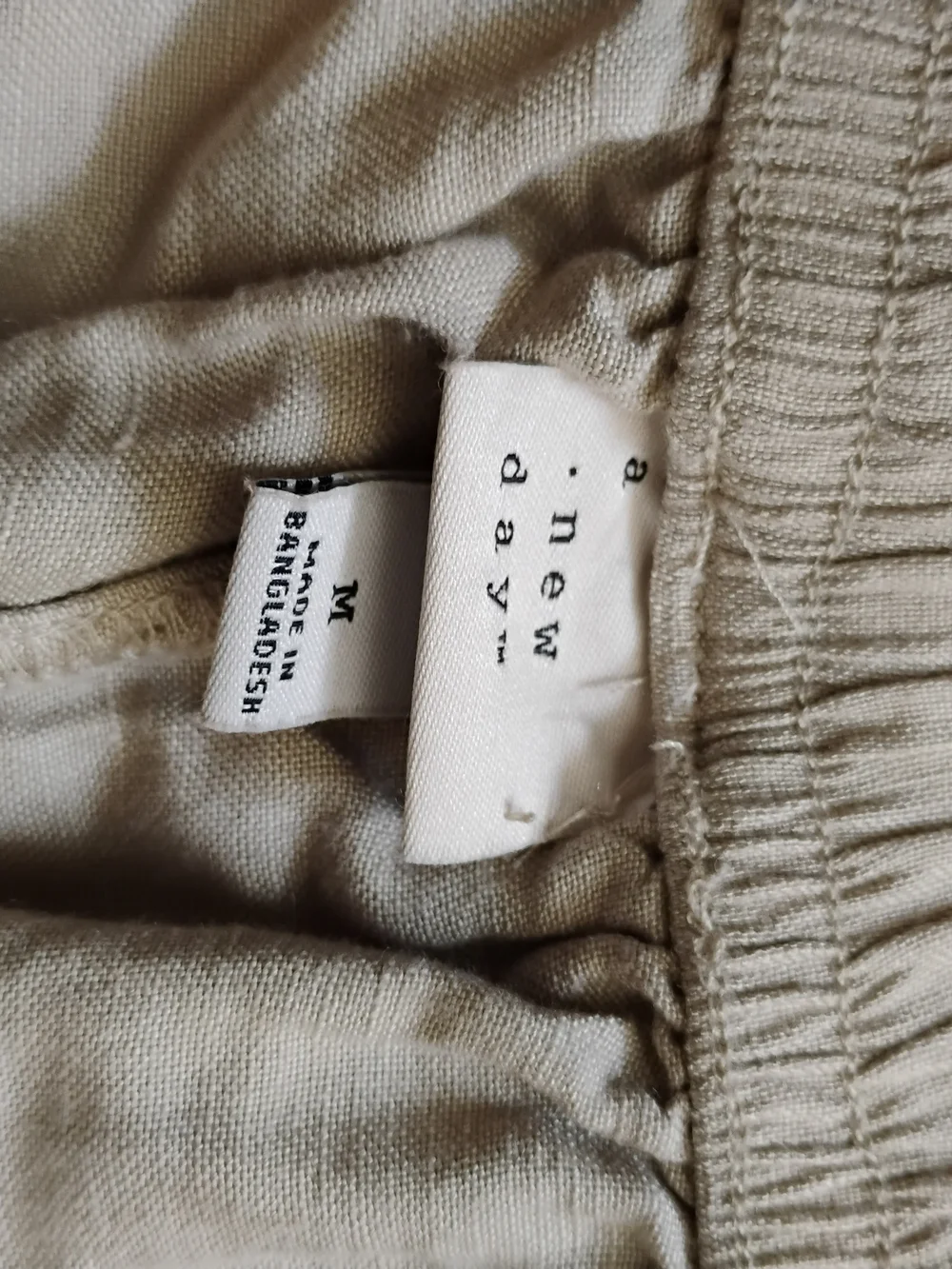 A New Day Women's Beige Drawstring Linen-Blend Pants Size M